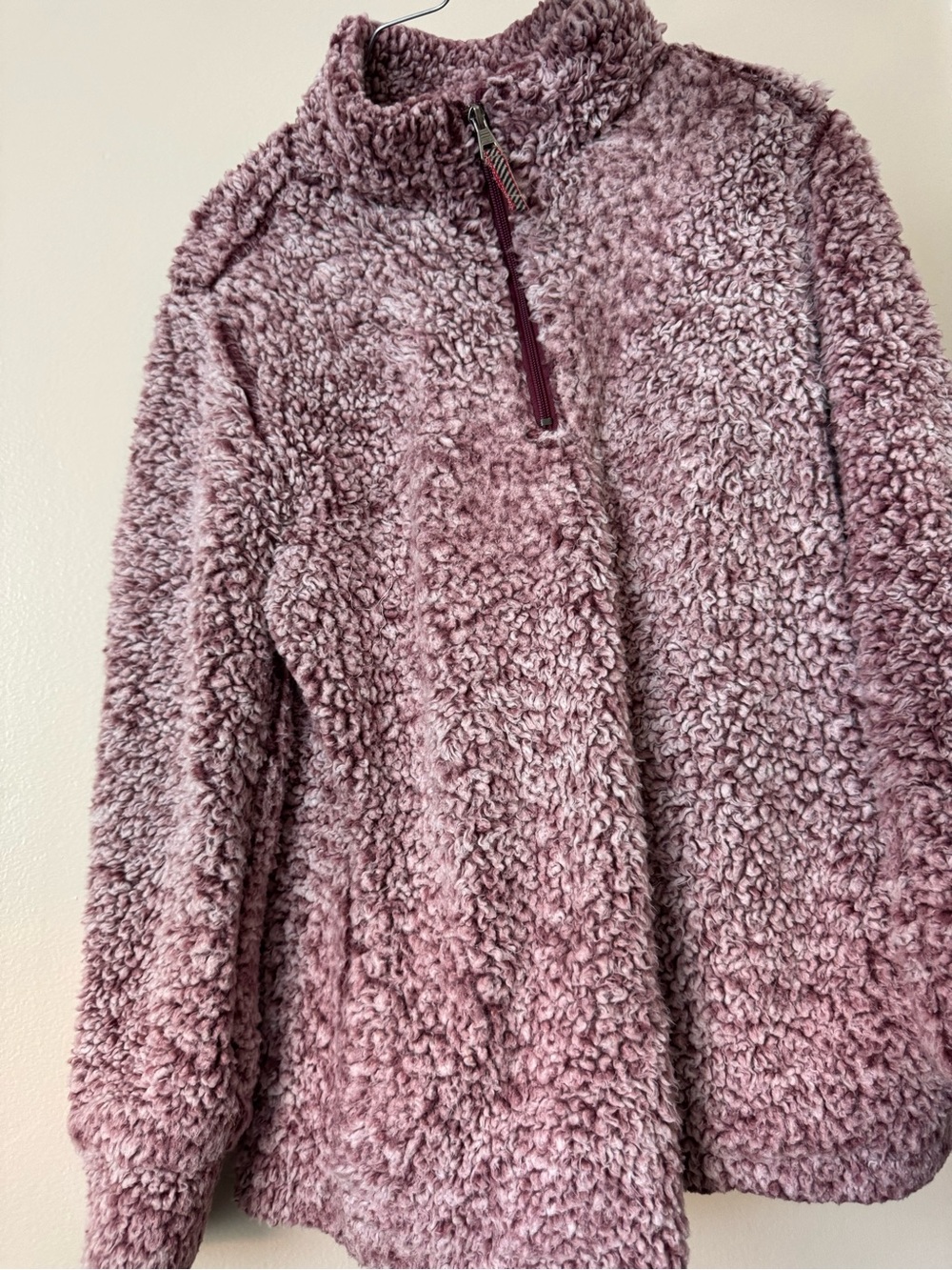 Cozy Half-Zip Sherpa Pullover - Mauve Pink